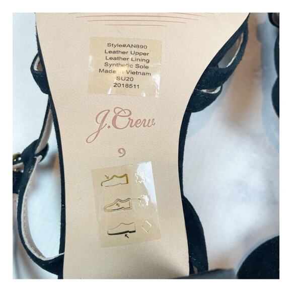 J. Crew Odette Black Strappy Block Heel Suede Sandals - Picture 10 of 11